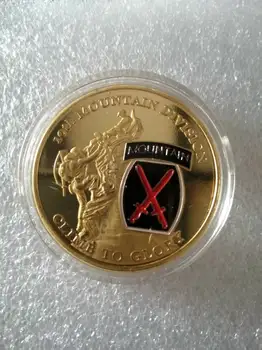 Jungtinių valstijų Armijos 10-osios Kalnų Divizijos Suvenyrų Monetos Lipti Į Šlovės Aukso spalvos Proginė Moneta, Kolekcines Iššūkis Monetos