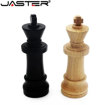 JASTER Naujas medinis tarptautinės šachmatų USB flash drive, kūrybos dovana, u disko žaidimas šachmatais pendrive 4 GB 16GB 32GB 64GB karšto didmeninės