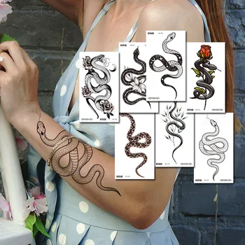 arm sleeve laikina tatuiruotė lipdukai gyvatė rožių žiedų kūno meno tapybos vandeniui tatuiruotė netikrą vandens perdavimo moterys vyrai decal
