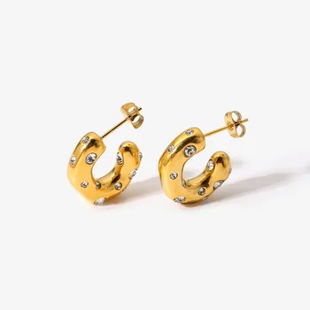 Amaiyllis 18K Aukso Minimalistinio C formos Cirkonis Stud Auskarai Asmenybės Šviesos Prabanga Lašas Auskarai Moterims Jewellry