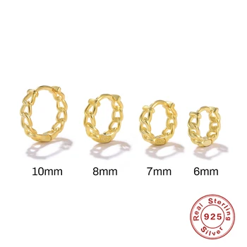 BOAKO 925 Sterlingas Sidabro, Aukso Spalvos, 6mm 7mm 8mm 10mm Huggies Žiedai, Auskarai Nustatyti Auskarų Pendiente Įrašą Ratlankiai Ausis Fine Jewelry