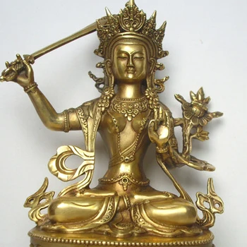 Tibeto Budizmas, Tantra, žalvario budos statula, Manjushri Bodhisatvos, Manjushri uogiene dpel, pav., aukštis apie 20cm
