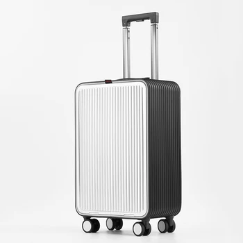 Visi-aliuminio aukštos kokybės kelionės bagažo 20 colių, 24 colių transportavimo lagaminas priekyje užsegamas didelio pajėgumo vykdyti vežimėlio atveju